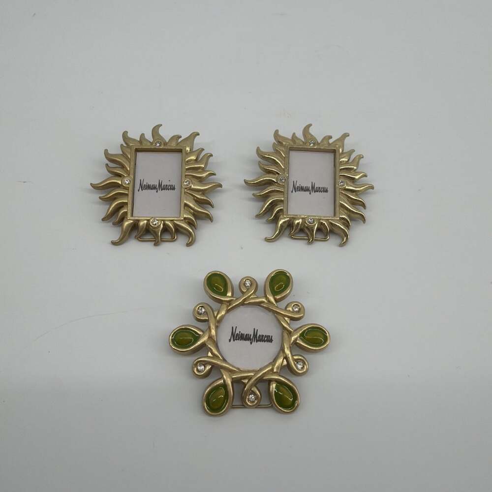Lot 3 NEIMAN MARCUS JAY STRONGWATER Miniature Picture Photo Frames Gold Tone